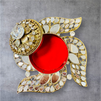 Handmade Designer Swastik Shaped Kundan Dibbies/Sindoor Daani/Trinket Box