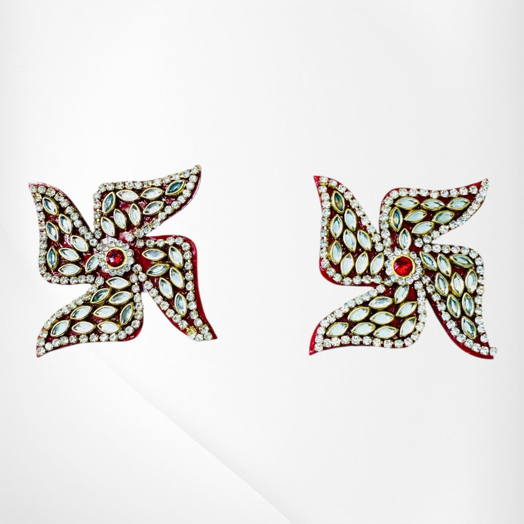 Set of Kundan Laxmi Charan & Pair of Swatik for Diwali Pooja