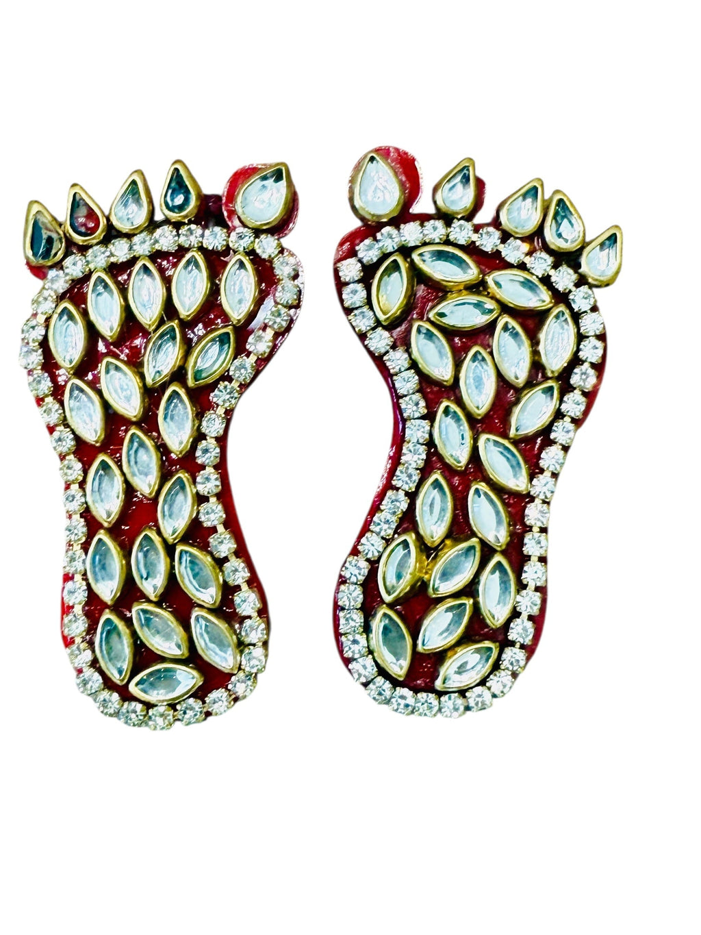 Set of Kundan Laxmi Charan & Pair of Swatik for Diwali Pooja