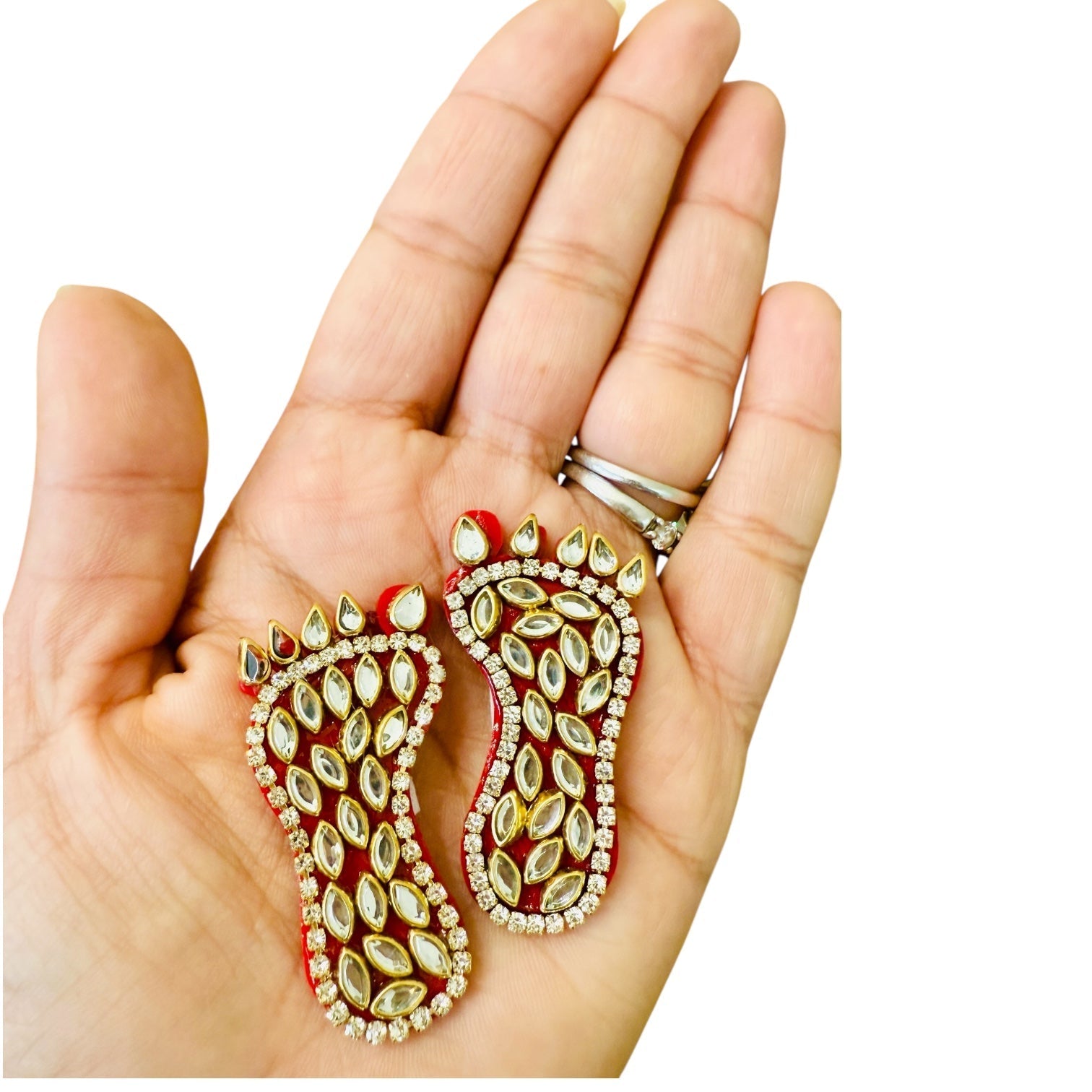 Diwali Gift - Diya with Kundan Laxmi Charan & Swastik in Gift box with Happy Diwali Decal