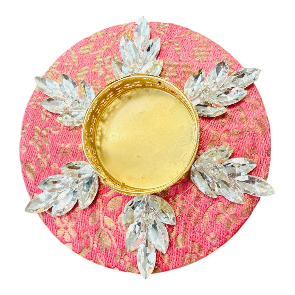 Ready to Gift - Set of 2 Brocade T-light Holders in Organza Potli
