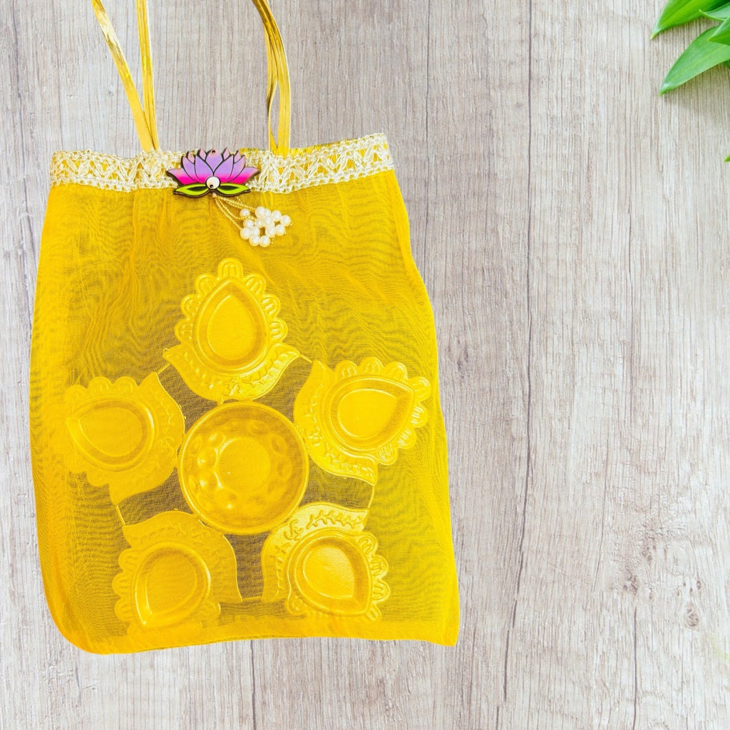 Lotus Urli with Tissue Bags Combo - Return Gifts for Housewarming, Diwali or Puja