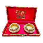 Ready-to-Gift Set- 2 Diyas in Gift Box with Happy Diwali Cutout