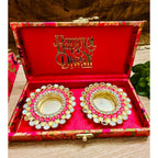 Ready-to-Gift Set- 2 Diyas in Gift Box with Happy Diwali Cutout