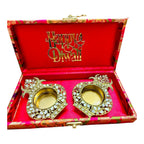 Set of 2 Diyas in Gift Box with Happy Diwali Cutout