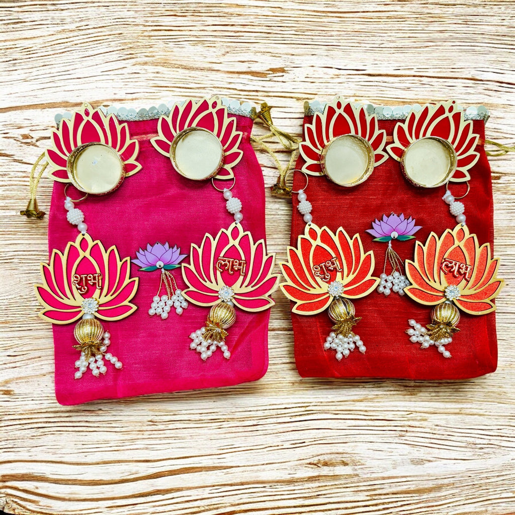 Lotus Theme Shubh Labh & Diya Combo