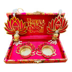 Lotus Theme Shubh Labh & Diya Combo