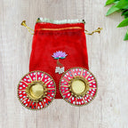 Round Mirror Work and Ghungroo T-Light Holder with Polti