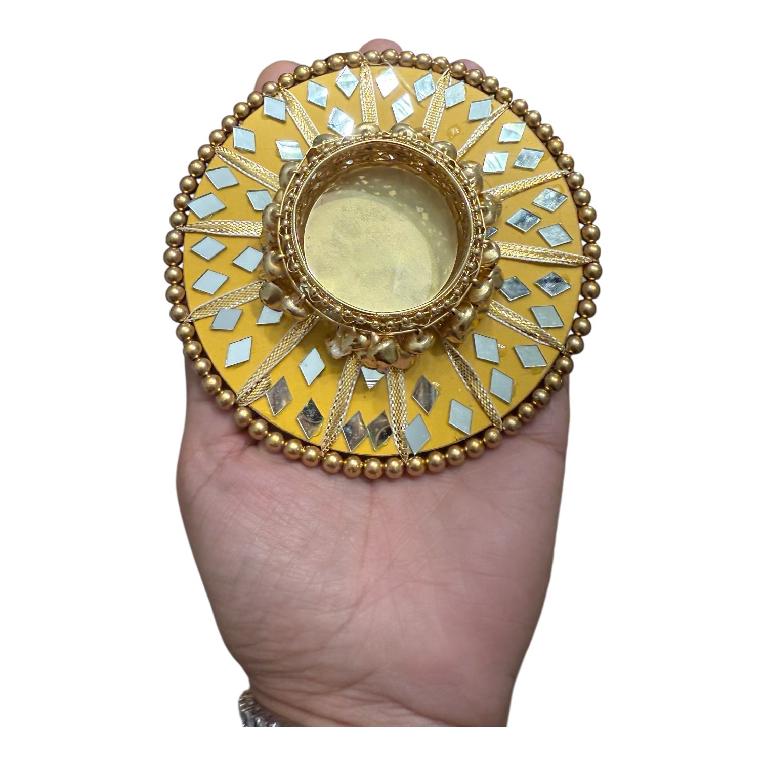 Round Mirror Work and Ghungroo T-Light Holder with Polti