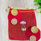 Set of 2 Round Diyas with Pearl Butti in Potli Bag