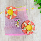 Ready to Gift - Set of 2 Brocade T-light Holders in Organza Potli