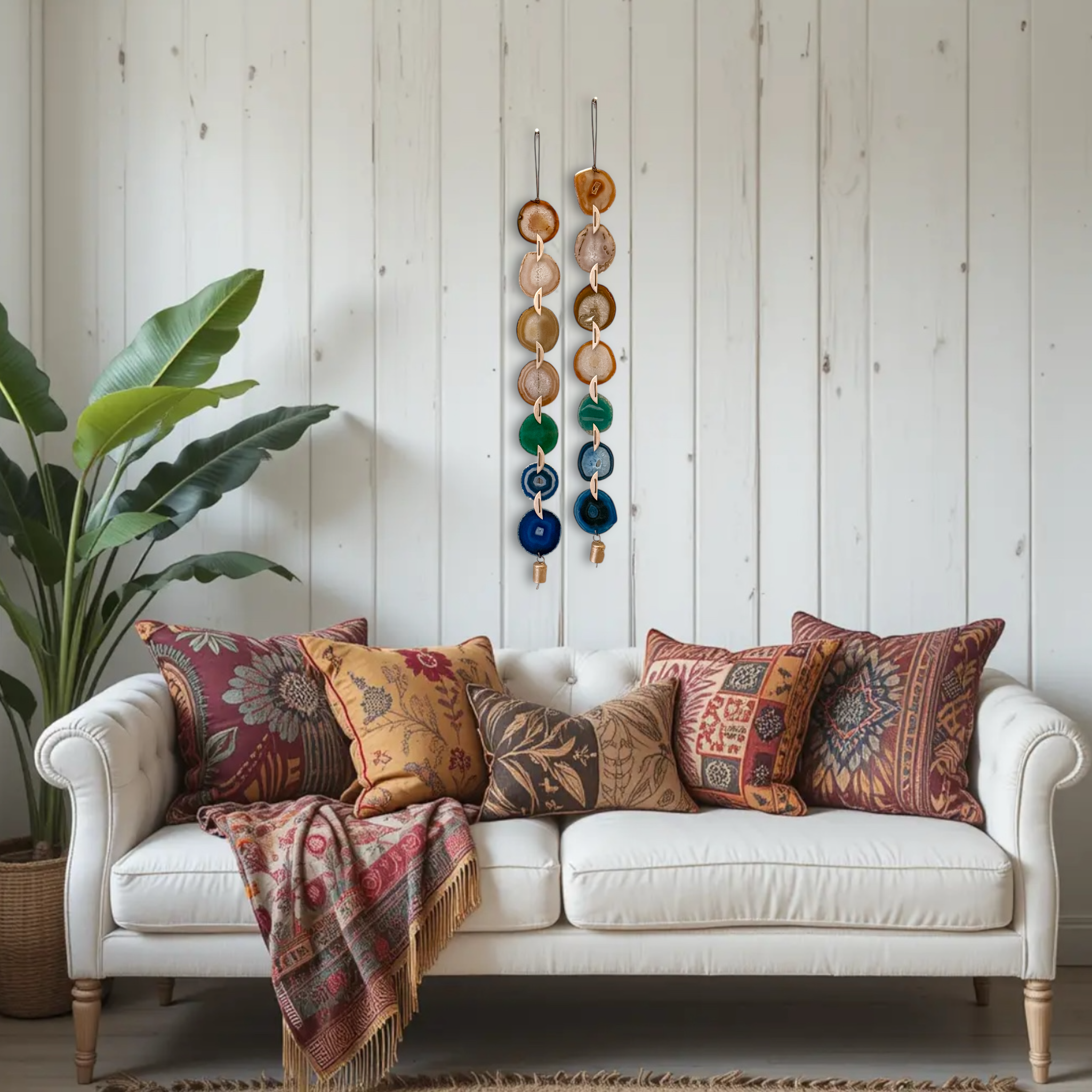 Natural Agate x Bell Garland Wall Hanging