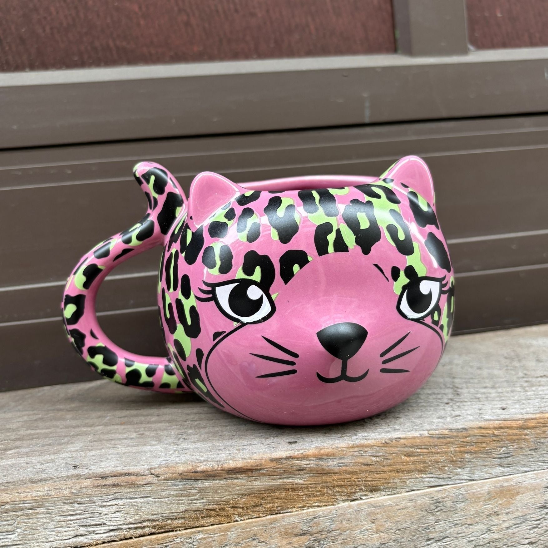 Pink Leopard Cat Mug | Cute Ceramic Coffee Tea Cup | Gift for Her