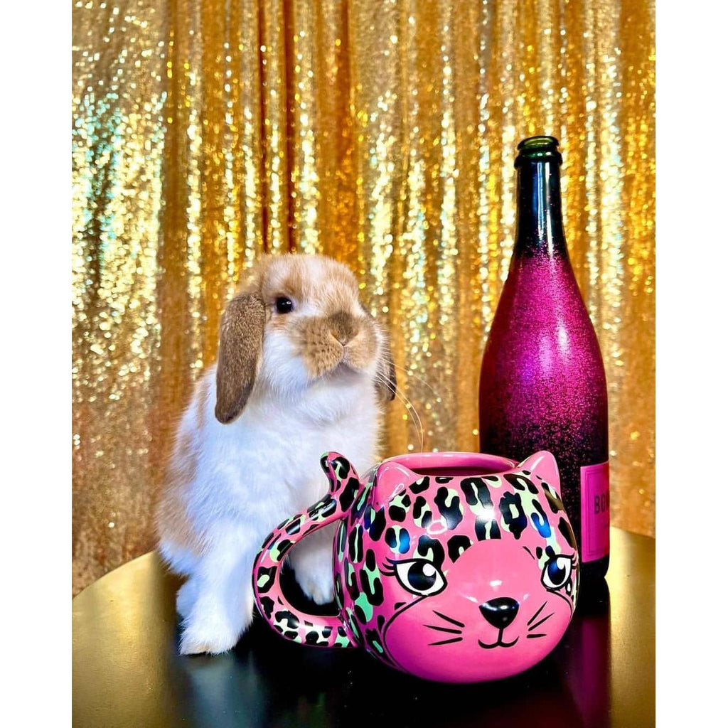 Pink Leopard Cat Mug | Cute Ceramic Coffee Tea Cup | Gift for Her