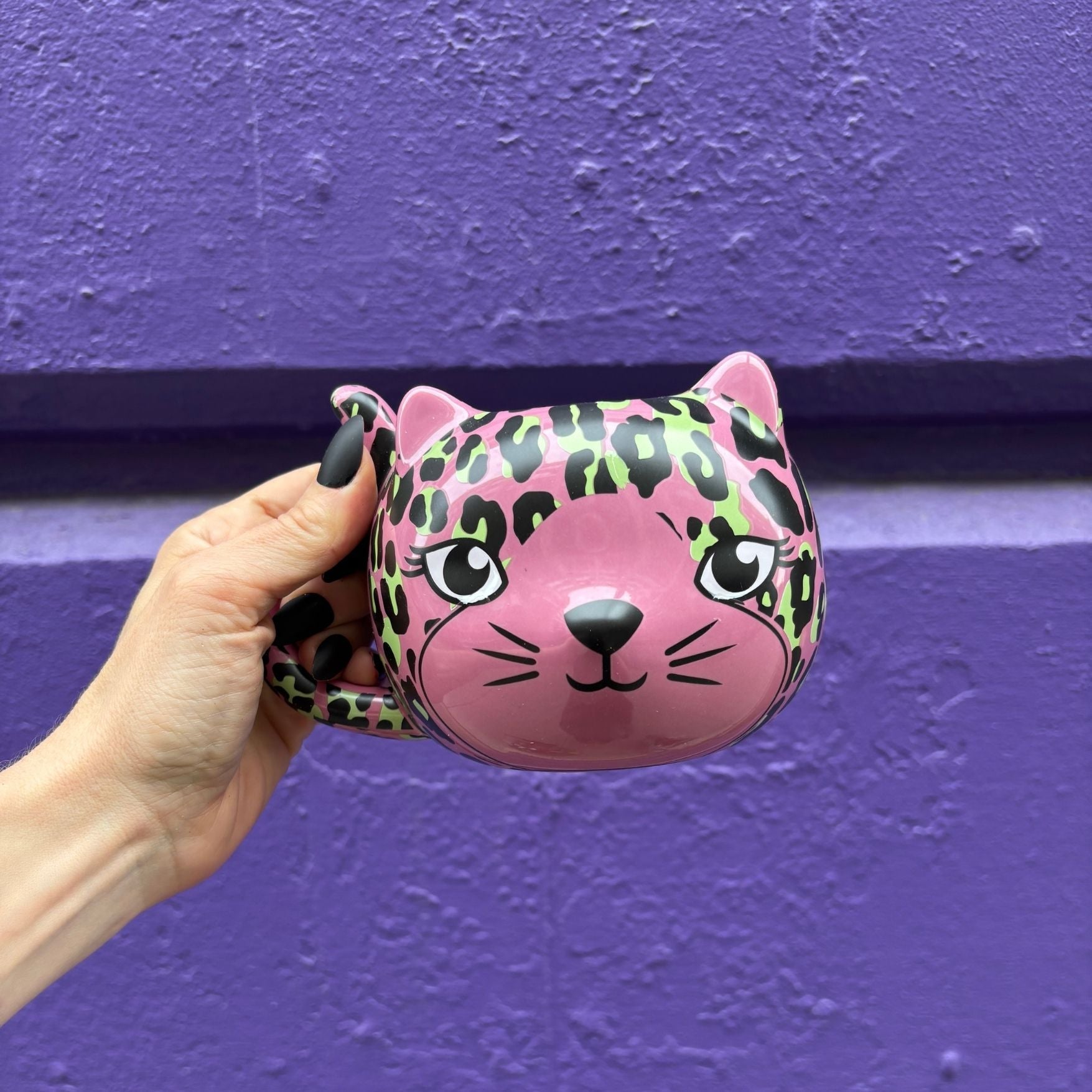 Pink Leopard Cat Mug | Cute Ceramic Coffee Tea Cup | Gift for Her