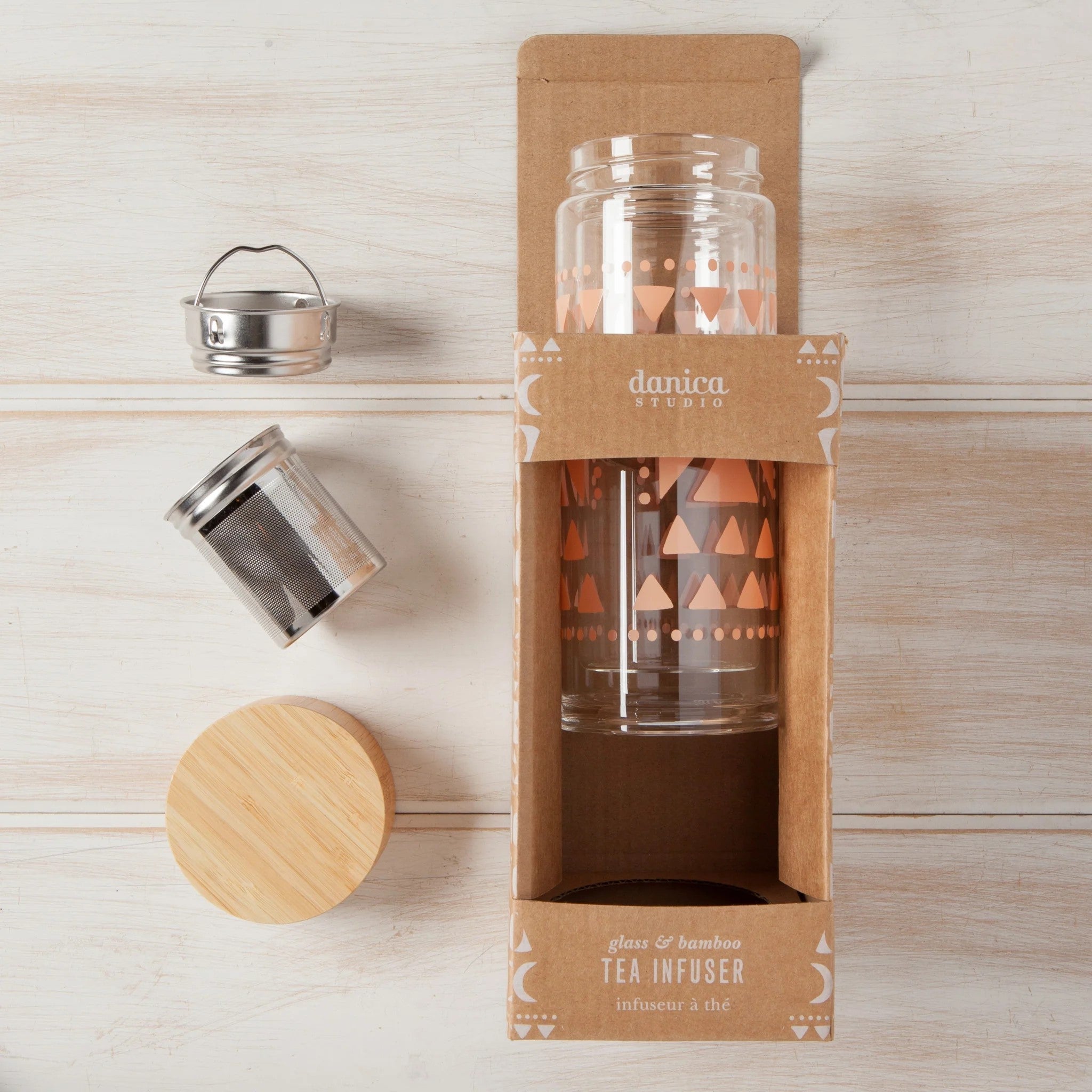 Pink Sustain Double Glass Tea Infuser Bottle | Loose Leaf Tea Holder Steeper Strainer Filter