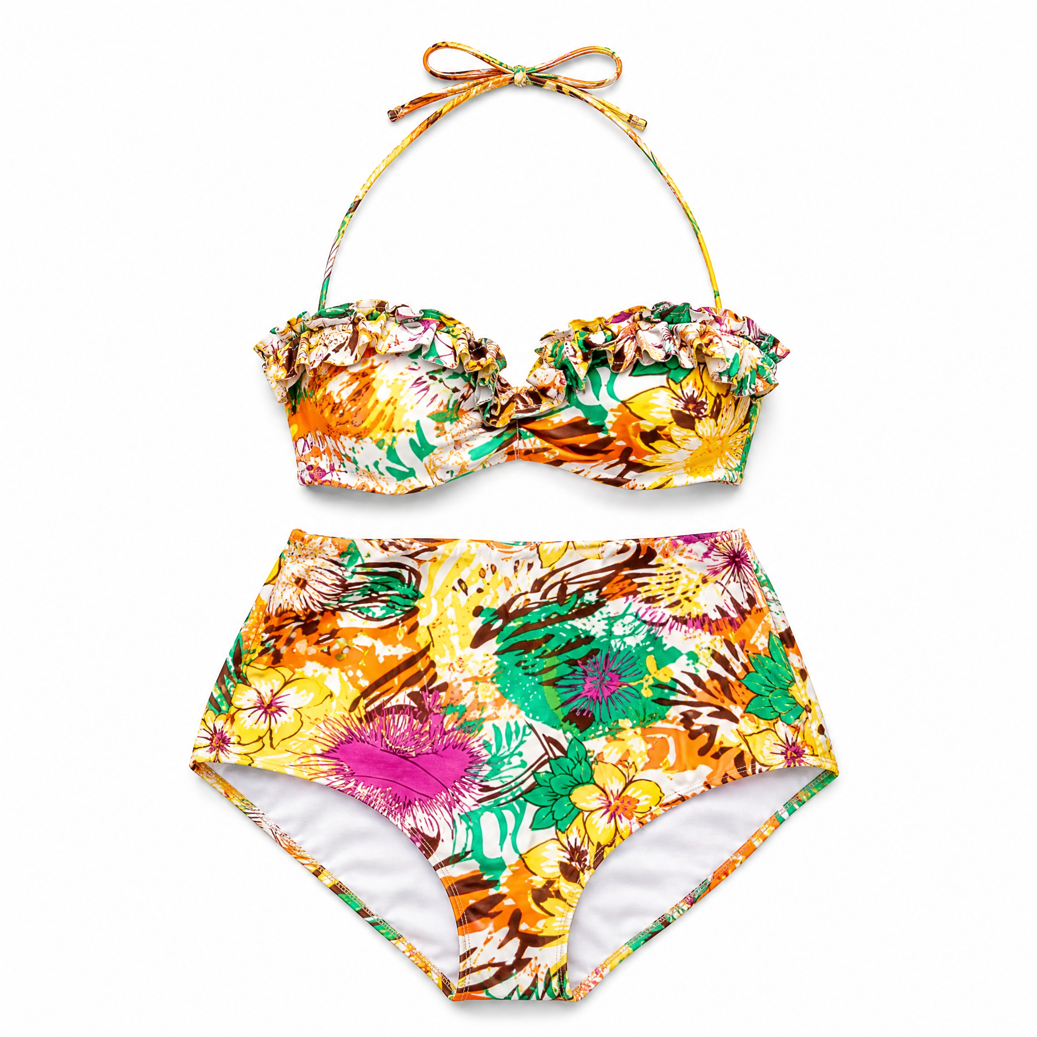 Pinup 1950s Natalia High-Waisted Bikini | Vintage Floral Two-Piece Swimwear [Sizes XS-XL]