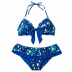 Pinup 1950s Peacock Perfection Bikini Set | Retro Two-Piece Low Waist Swimwear