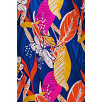 Plus Size Printed Woven Jumpsuit in Blue with Flowers And Leaf Designs | Long Sleeve Romper [Sizes 1X-3X] by The Bullish Store