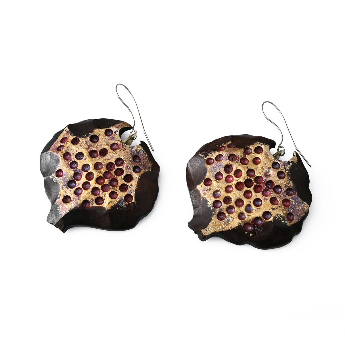 Armenian Pomegranate Wooden Earrings — Handcrafted in Armenia | Lightweight Statement Earrings | Gift for Her