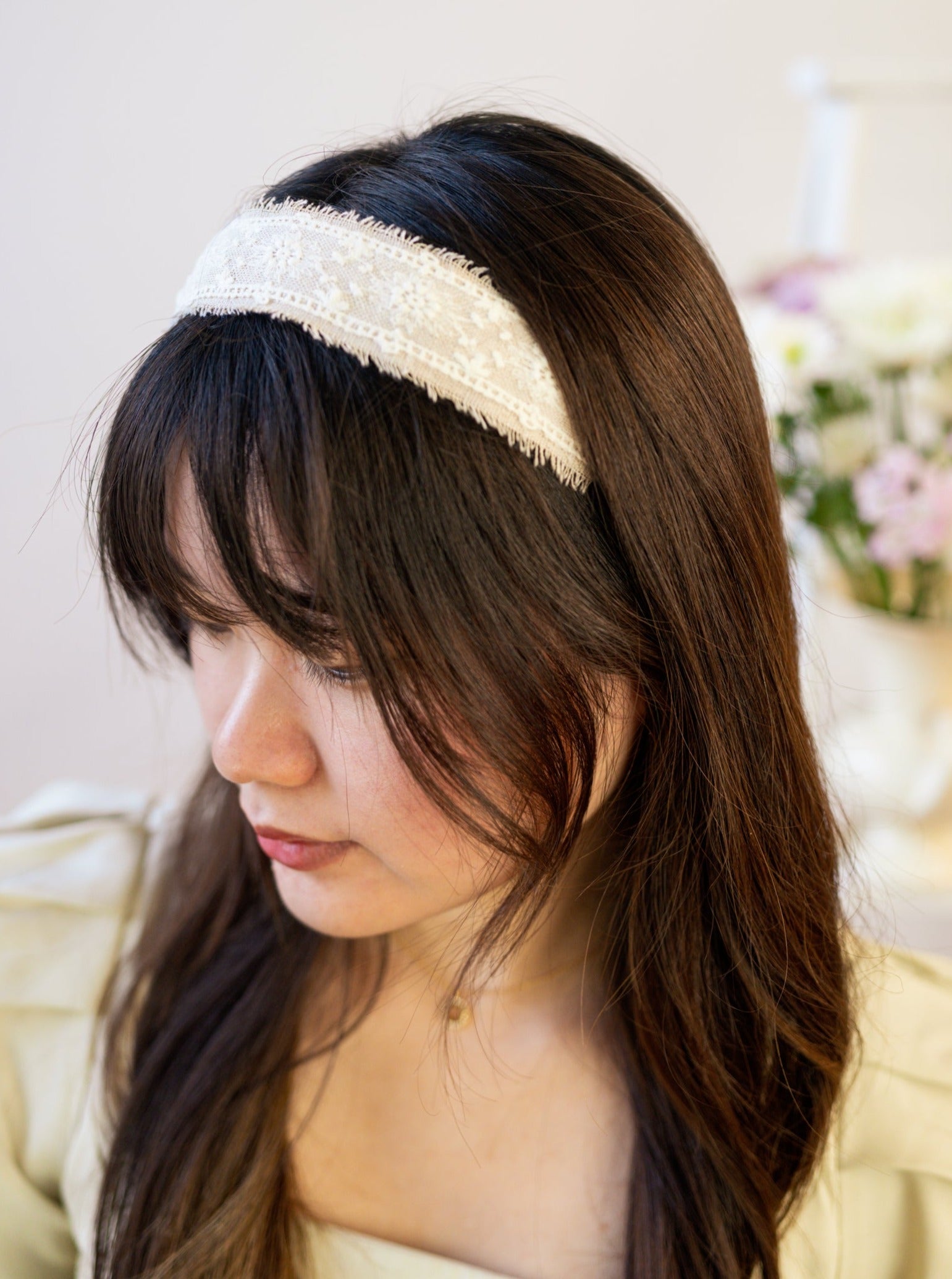 Clara Lace and Linen Headband
