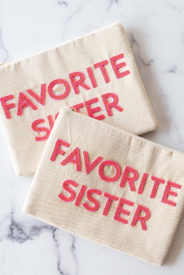 The Favorite Sister Canvas Clutch