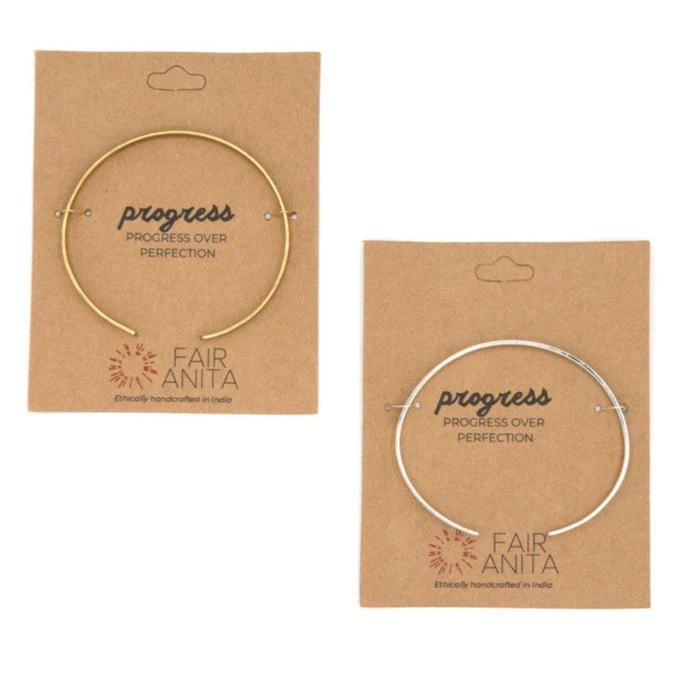 Progress Over Perfection Quote Cuff by Fair Anita