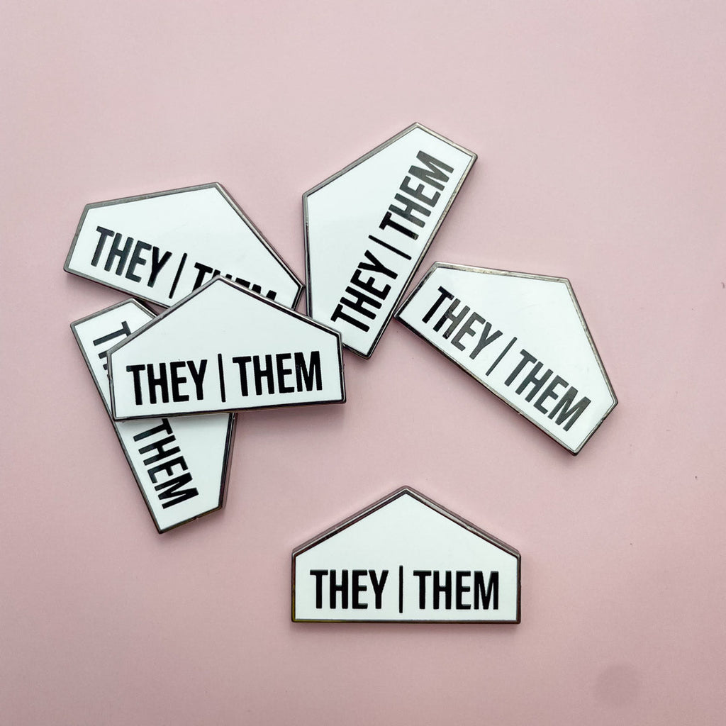 Pronoun + Flag Magnet Pin Badges (Top Pronouns Only)