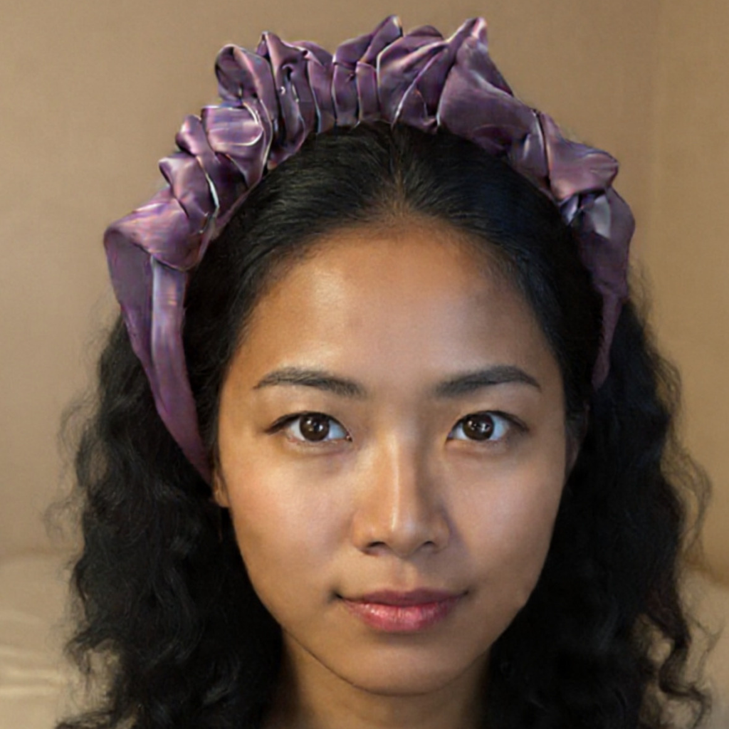 Purple Chiffon Headband | Poly Satin Headpiece Hair Accessory | 6.25''