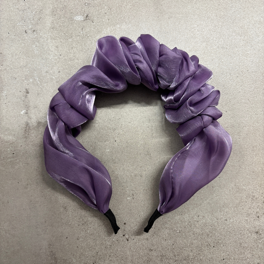 Purple Chiffon Headband | Poly Satin Headpiece Hair Accessory | 6.25''