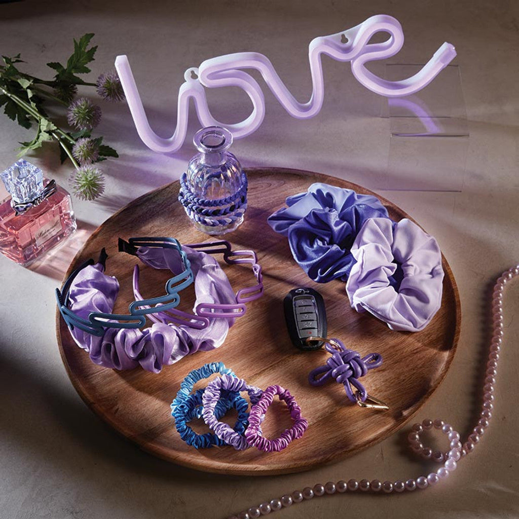 Purple Chiffon Headband | Poly Satin Headpiece Hair Accessory | 6.25''