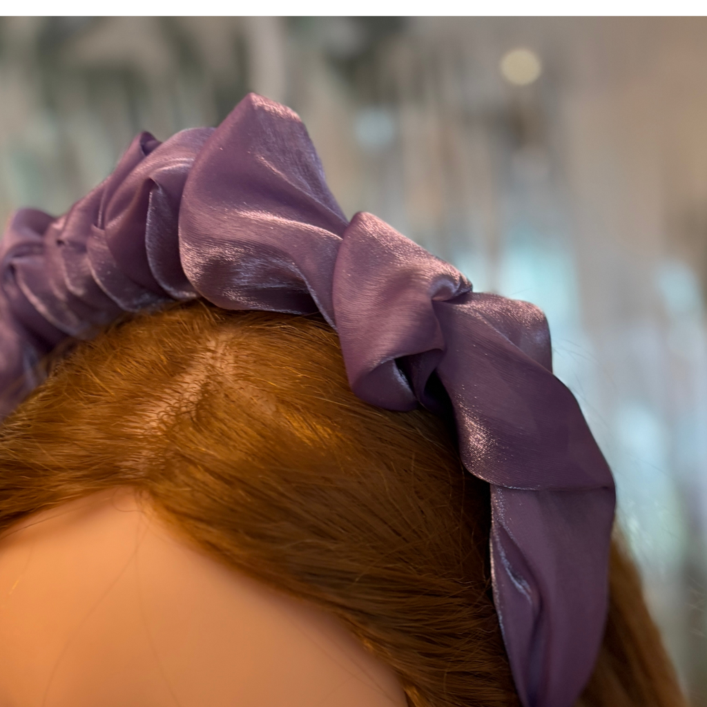 Purple Chiffon Headband | Poly Satin Headpiece Hair Accessory | 6.25''