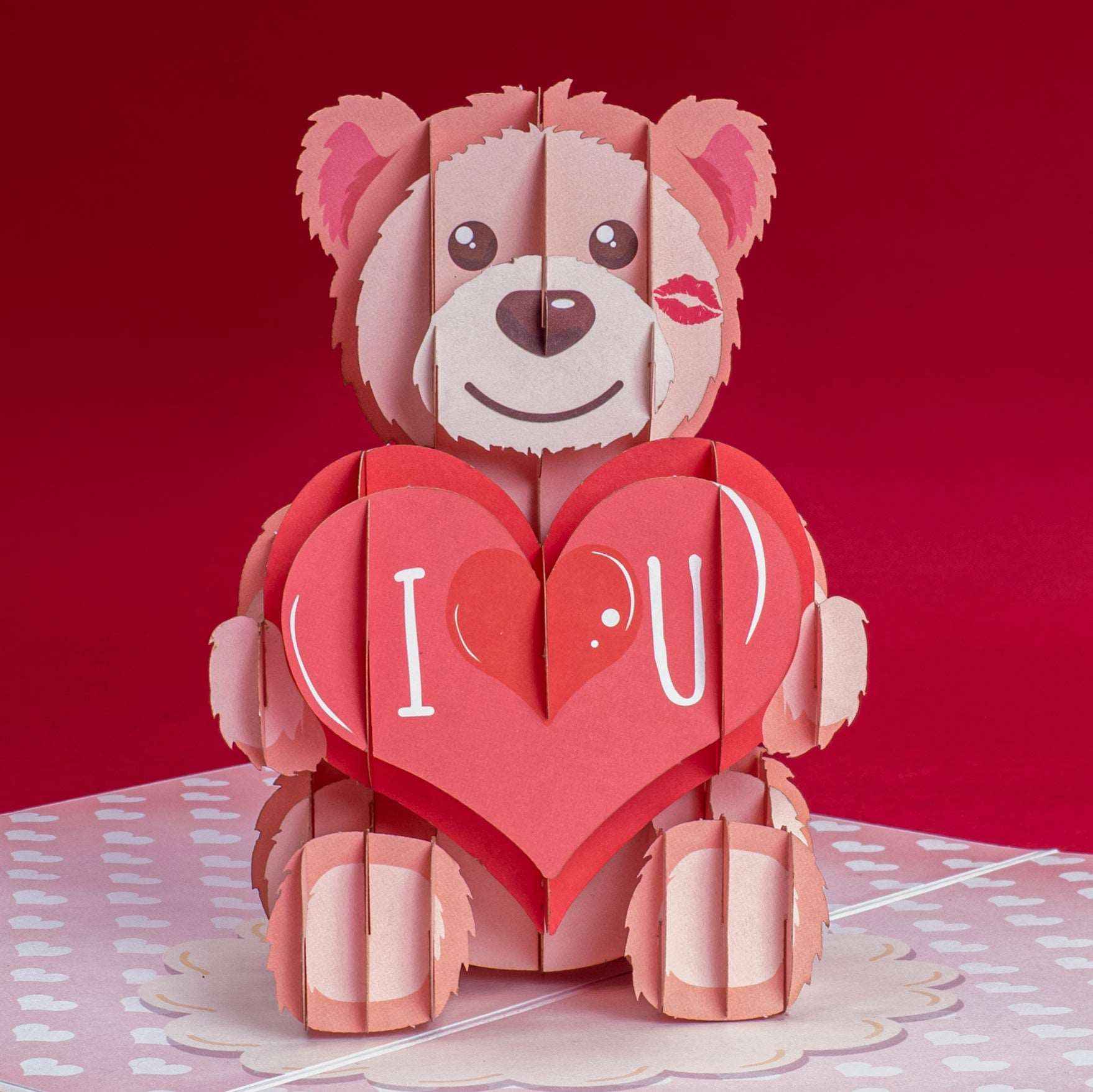 I Love U Bear Pop Up Card - 5" x 7"