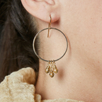Radiant Crystal Dangle Hoops Earrings in Gold | Cut Glass Gemstones