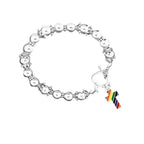 Rainbow Flag Cross Silver Beaded Bracelet by The Bullish Store