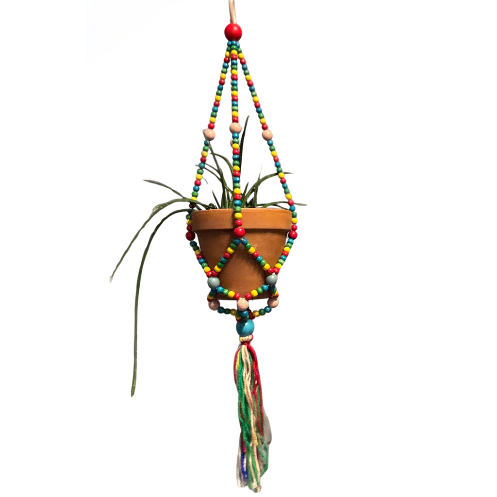 Rainbow Macrame Plant Holder | Bohemian Decorative Hanging Flowerpot Holder