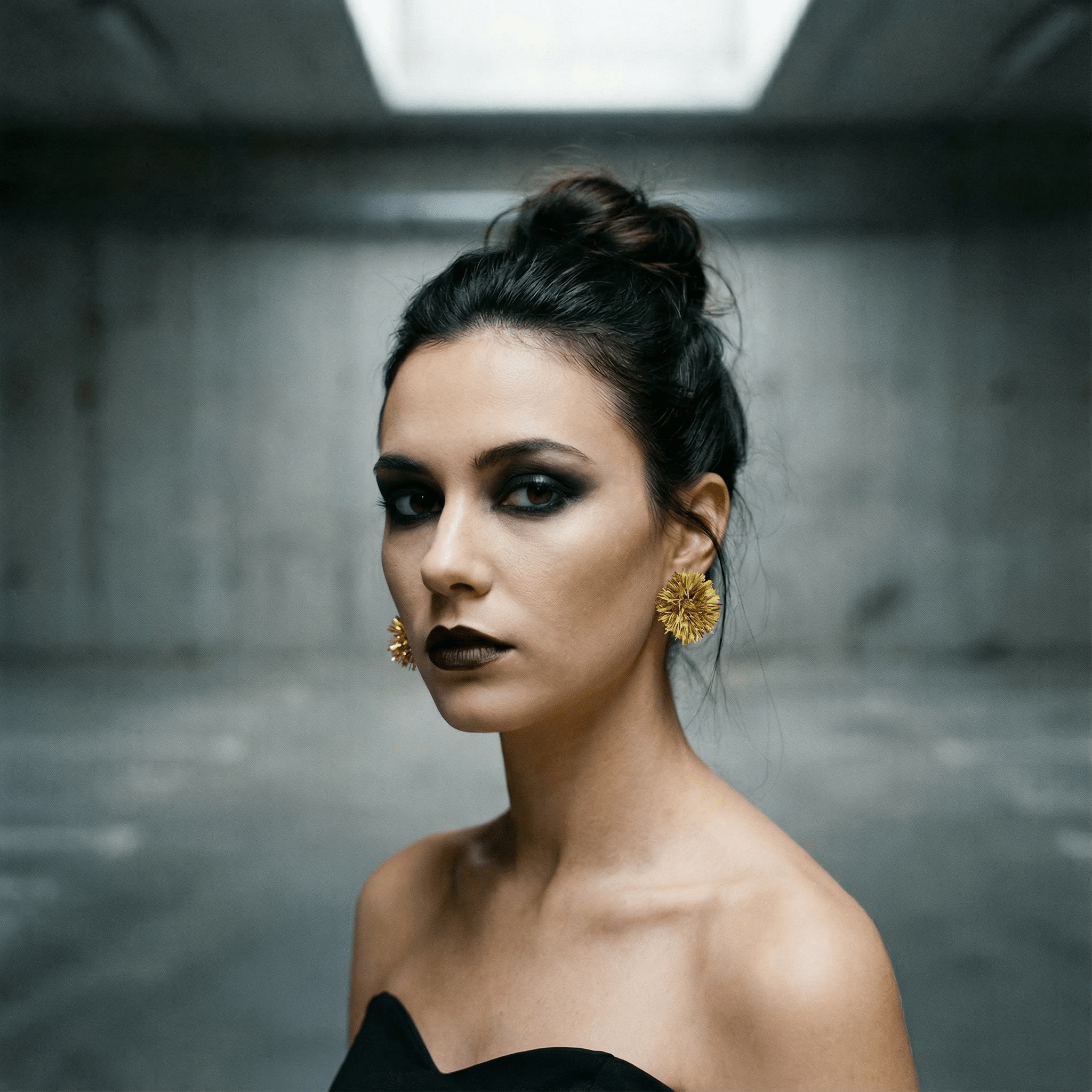 Rainbow Party Earrings | Mylar Pom Pom in Gold