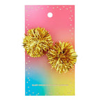 Rainbow Party Earrings | Mylar Pom Pom in Gold by The Bullish Store