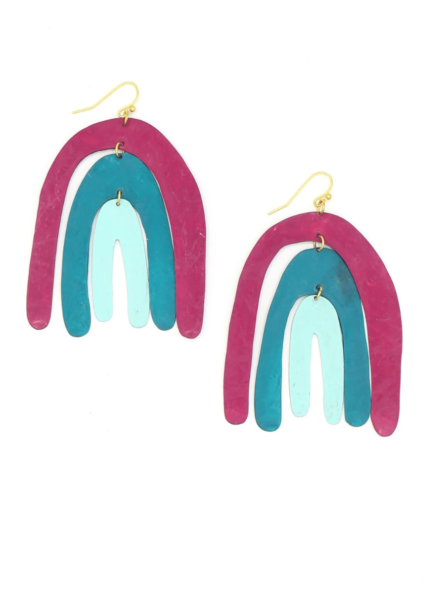 Painted Rainbow Statement Earrings by Fair Anita