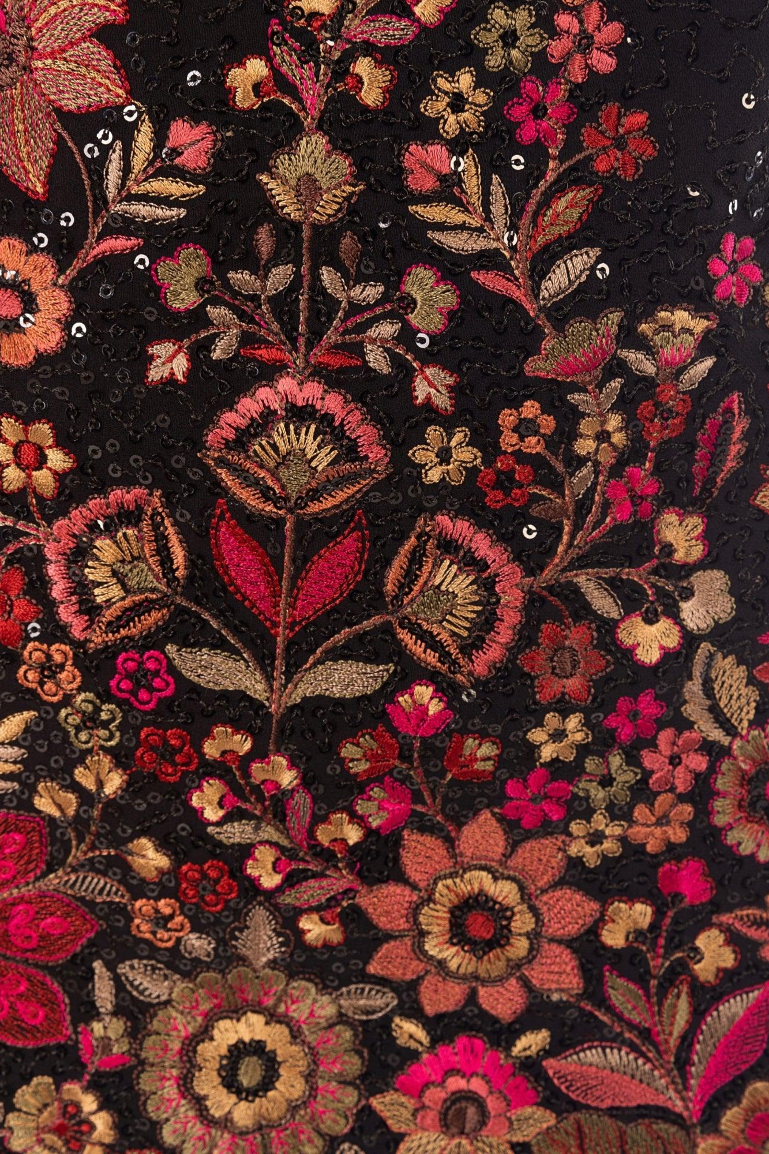 Ravina Black Short Dress with All-Over Sequins Embroidery