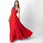 Kia Raw Silk Red One Shoulder Gown by Raas