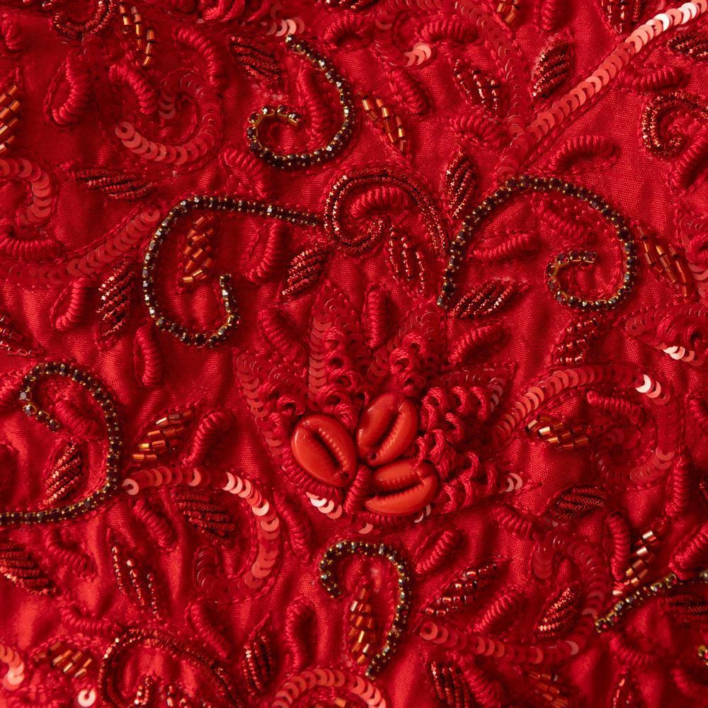 Kia Raw Silk Red One Shoulder Gown by Raas