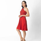 Aerin Raw Silk Red Short Dress by Raas