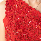 Aerin Raw Silk Red Short Dress by Raas