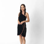 Regina Black Mini Dress with Hand Embroidery by Raas