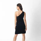 Regina Black Mini Dress with Hand Embroidery by Raas