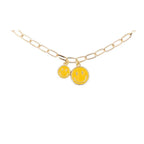 Retro '80s-'90s Dual Happy Face Charm Necklace | 4 Color Options | Yellow, Black, White, Pink by The Bullish Store