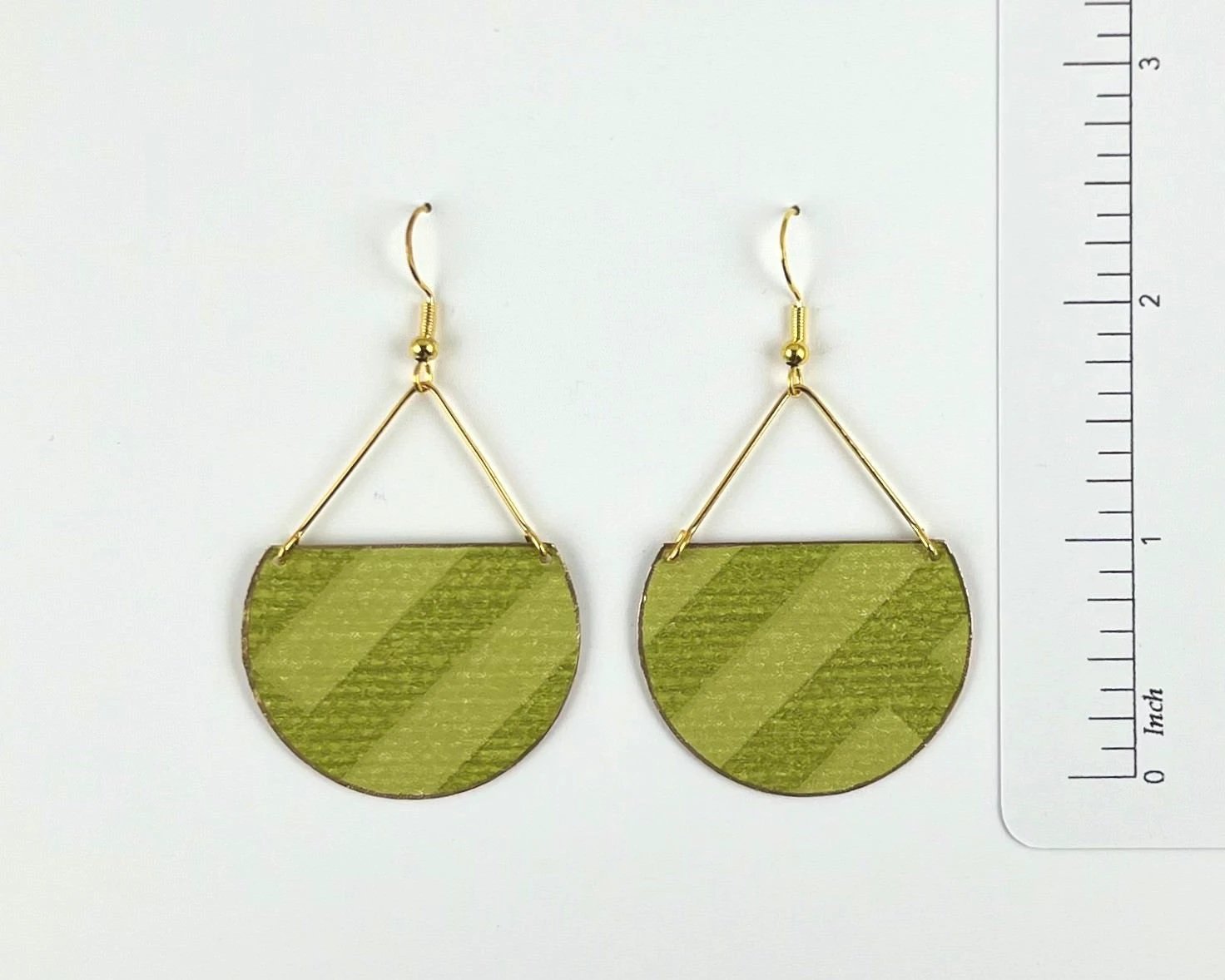 Fun Retro-Style Green Semicircle Earrings by Gracie Nicole