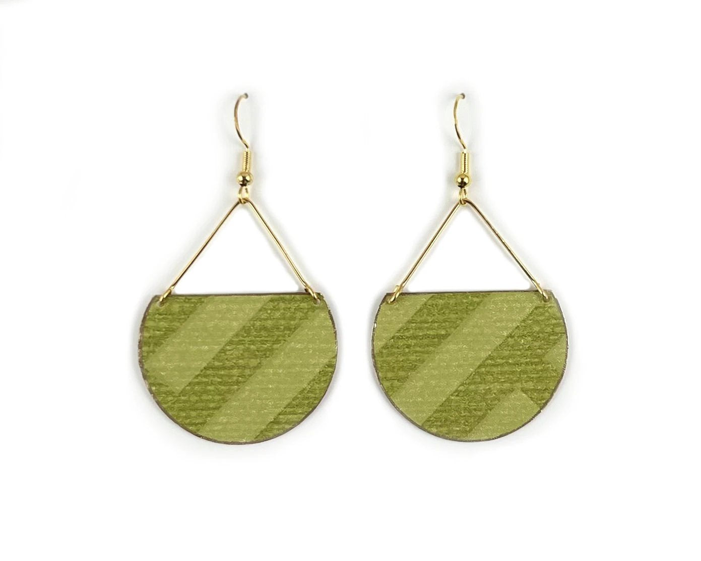 Fun Retro-Style Green Semicircle Earrings by Gracie Nicole