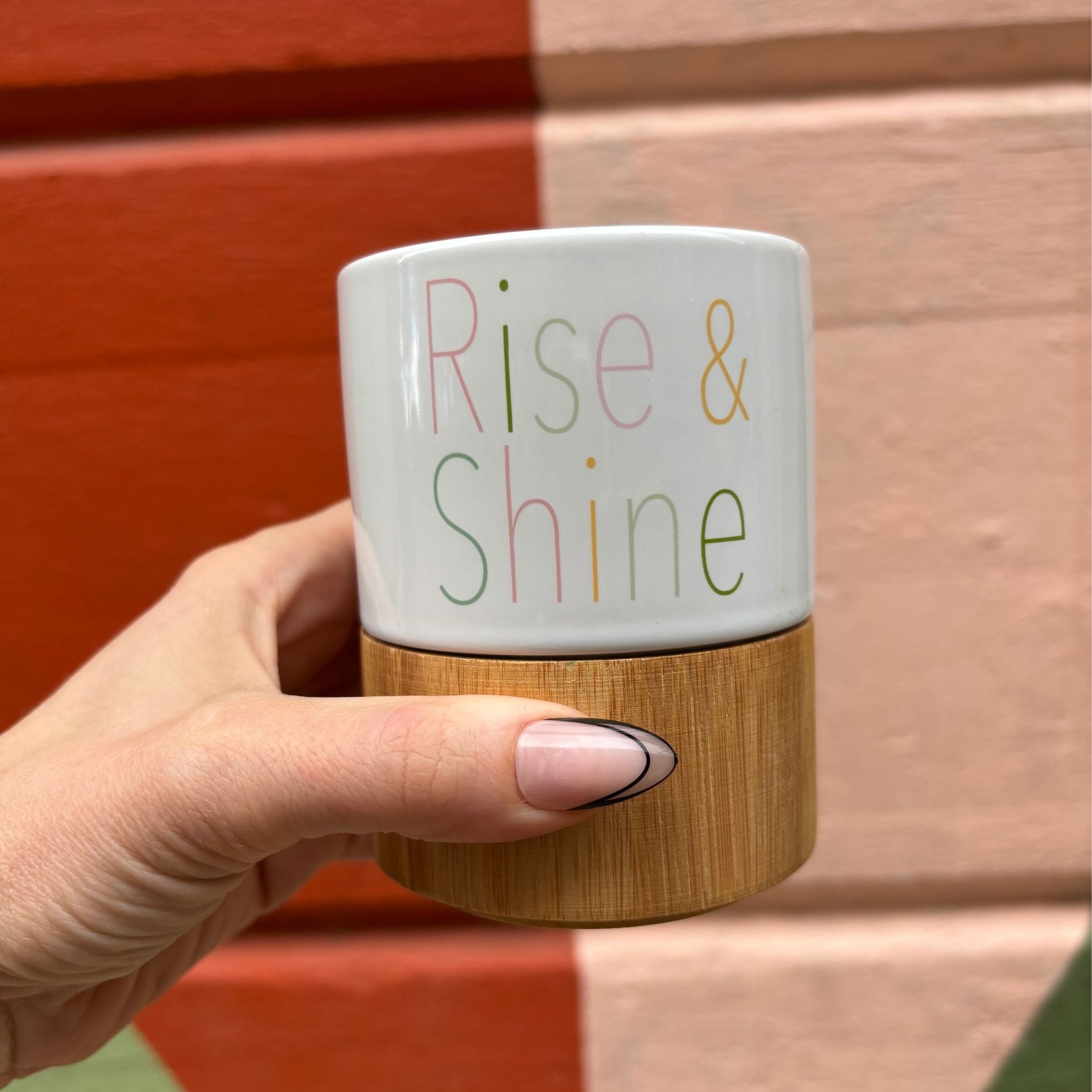Rise & Shine Ceramic Mug with Bamboo Base